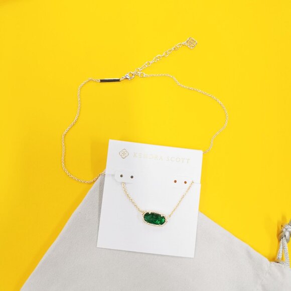 Kendra Scott Elisa Gold Green Cat's Eye Necklace - Picture 3 of 4